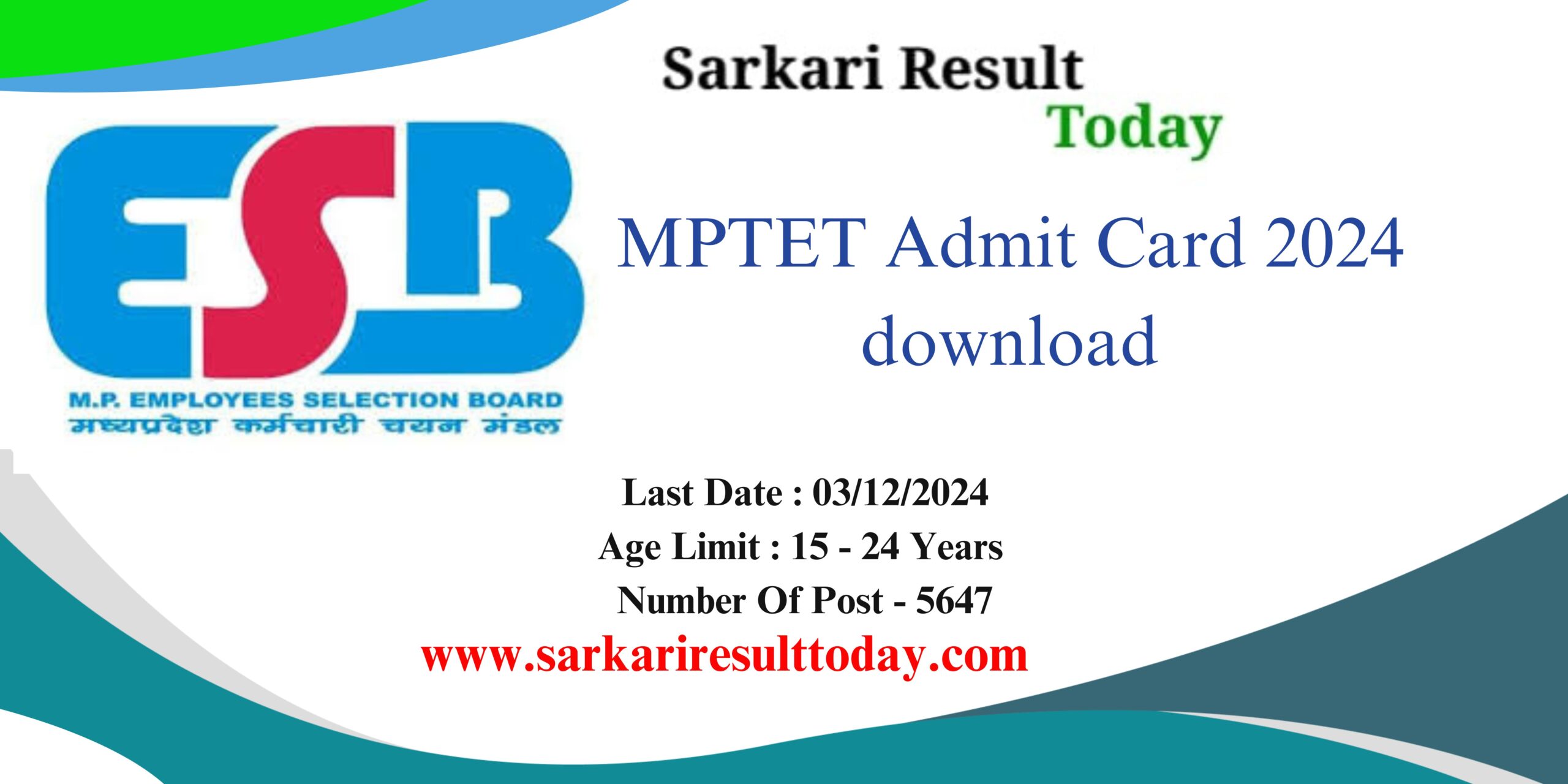 MPTET Admit Card 2024 download