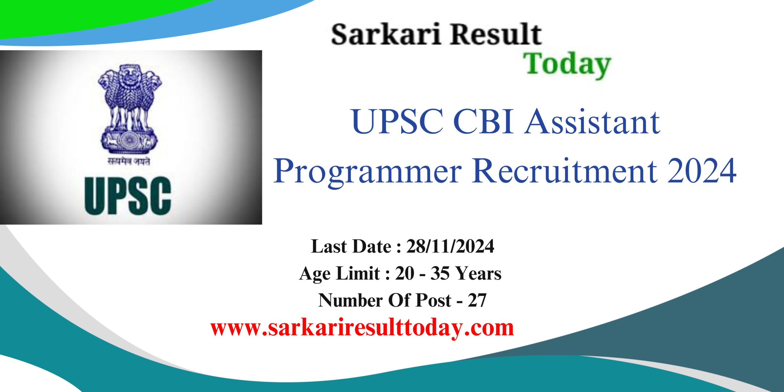 UPSC CBI Assistant Programmer Recruitment